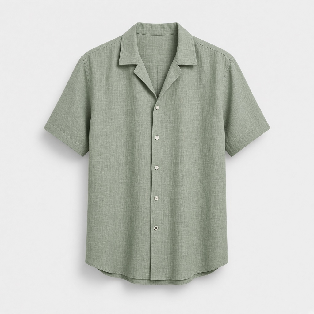 Linen Camp Collar Shirt - Sage
