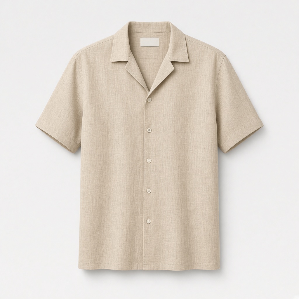 Linen Camp Collar Shirt - Sand