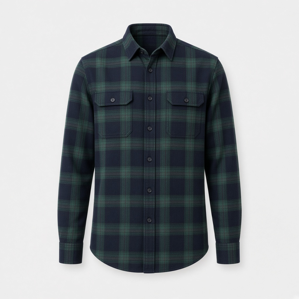 Brushed Flannel Check Shirt - Green Check