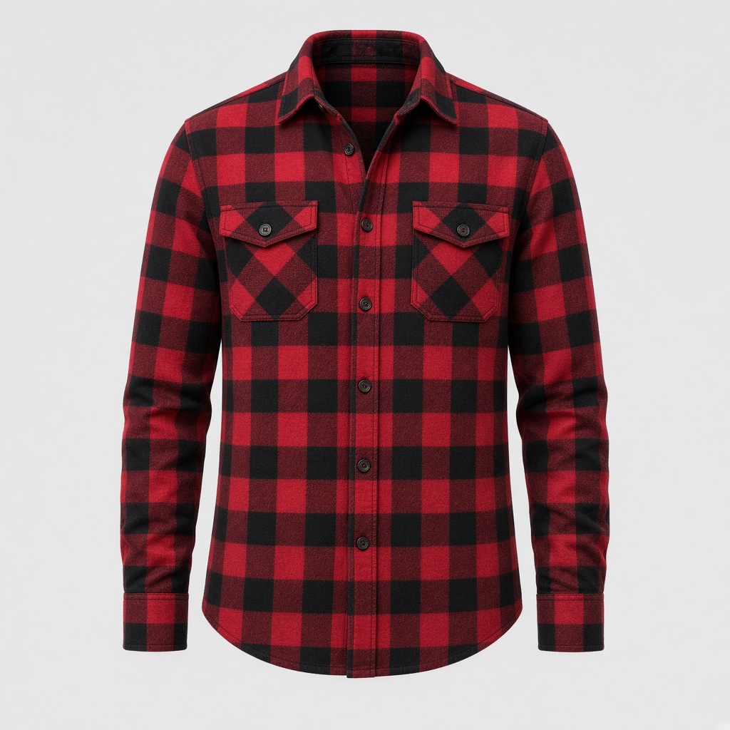 Brushed Flannel Check Shirt - Red Check