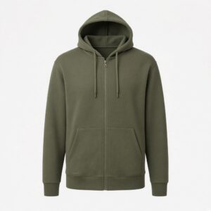 Full-Zip Fleece Hoodie - Olive