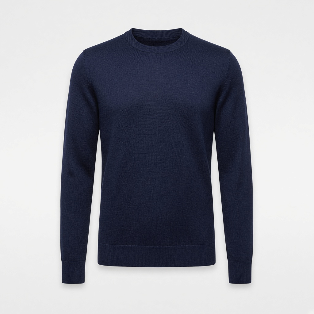 Merino Wool Crew-Neck Sweater - Navy